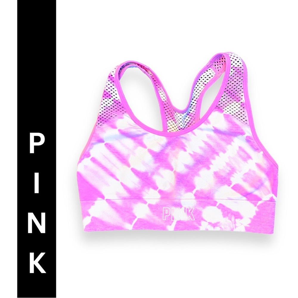 Victorias Secret PINK Sports Bra Womens Size S Athleisure Top in Pink & White